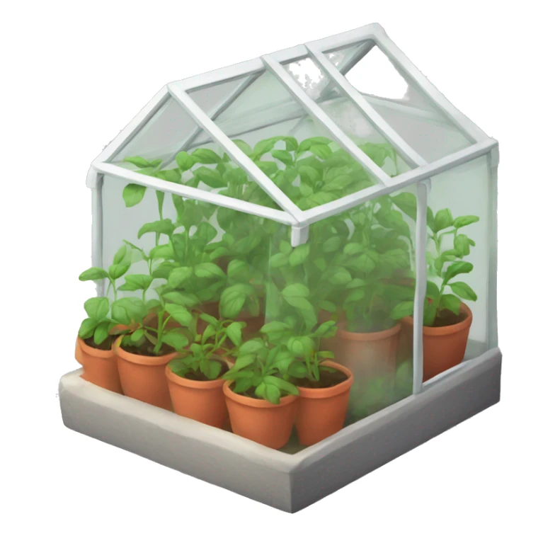 mini greenhouse with a single tomato plant sticker