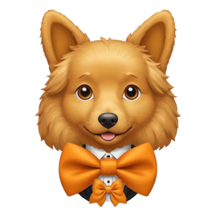 golden dog with orange bow tie sticker