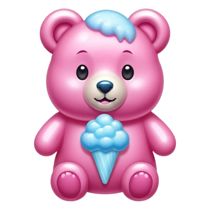 Bear-shaped glossy cotton candy with shiny, glazed appearance and glistening sugar crystals sticker
