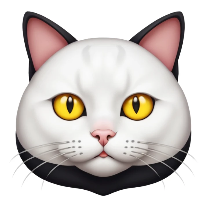Blank and white cat fatty and mad with yellow eyes  sticker