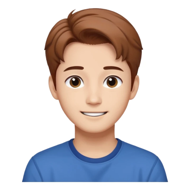 Mark Lee from NCT, cheerful expression, brown hair, signature eyebrows, casual outfit sticker