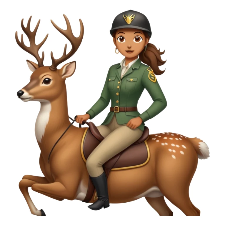 A woman in riding a deer sticker