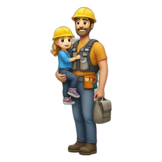 tall geologist man carrying his toddler daughter sticker