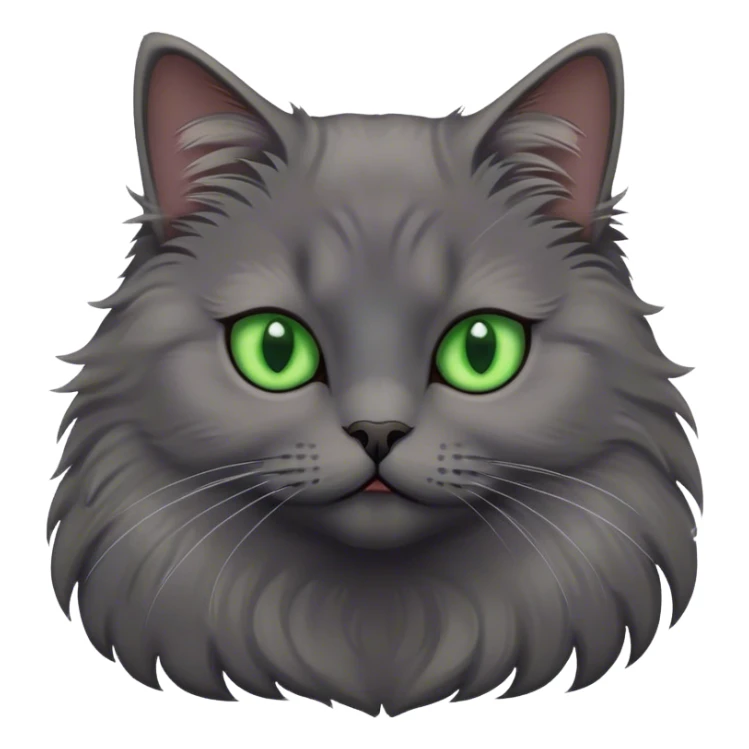Dark grey fluffy cat green eyes  sticker