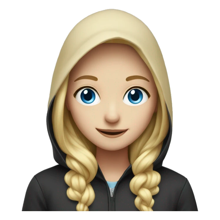 smiling blondie girl and light blue eyes in dark hood sticker