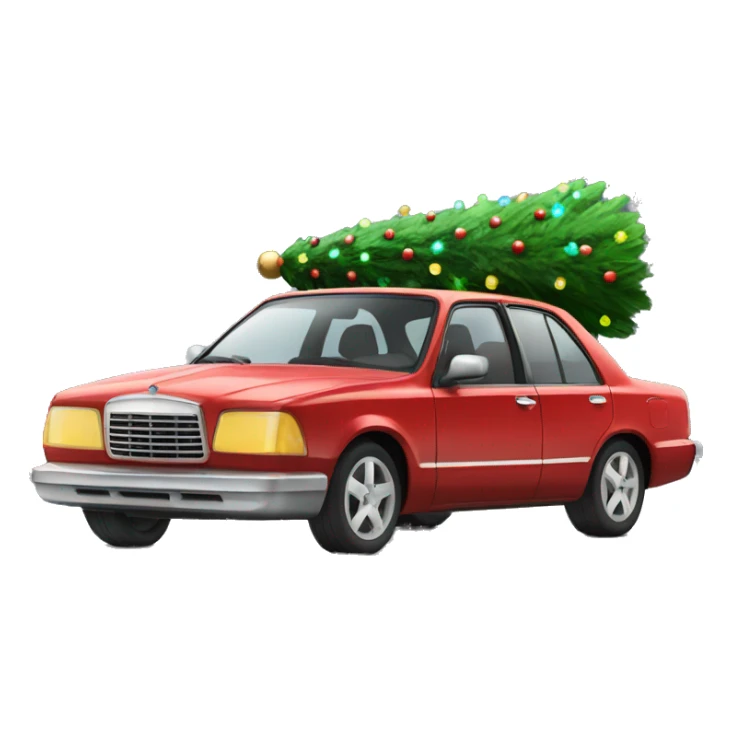 Christmas blsck car with Christmas tree sticker