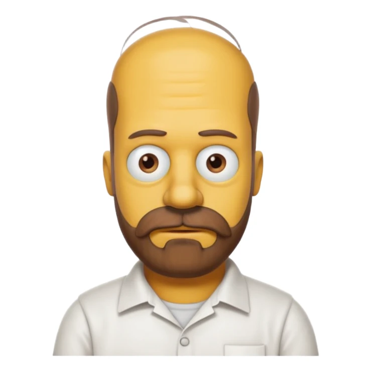 homer simpson white shirt beard an mustache must be one single brown piece not separated sticker