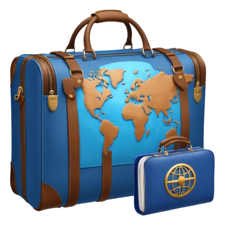 TRAVEL , travel bag , pass port, plane, glob sticker