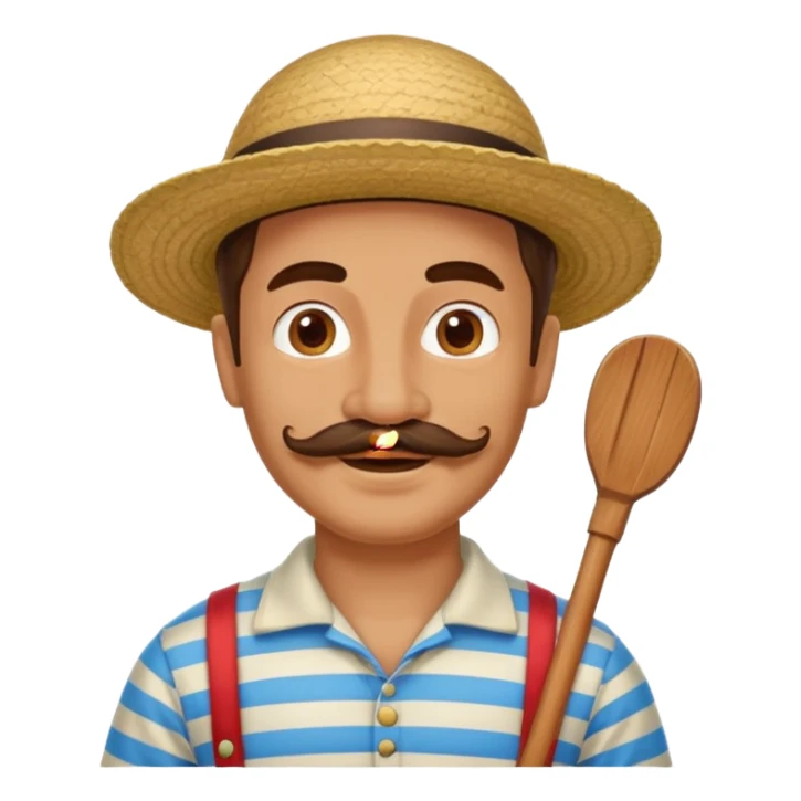 venetian gondolier with mustache, no rows, romantic guy sticker