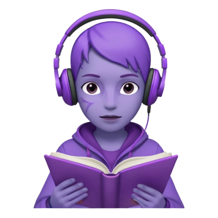 purple open written in journal with purple headphones on top sticker