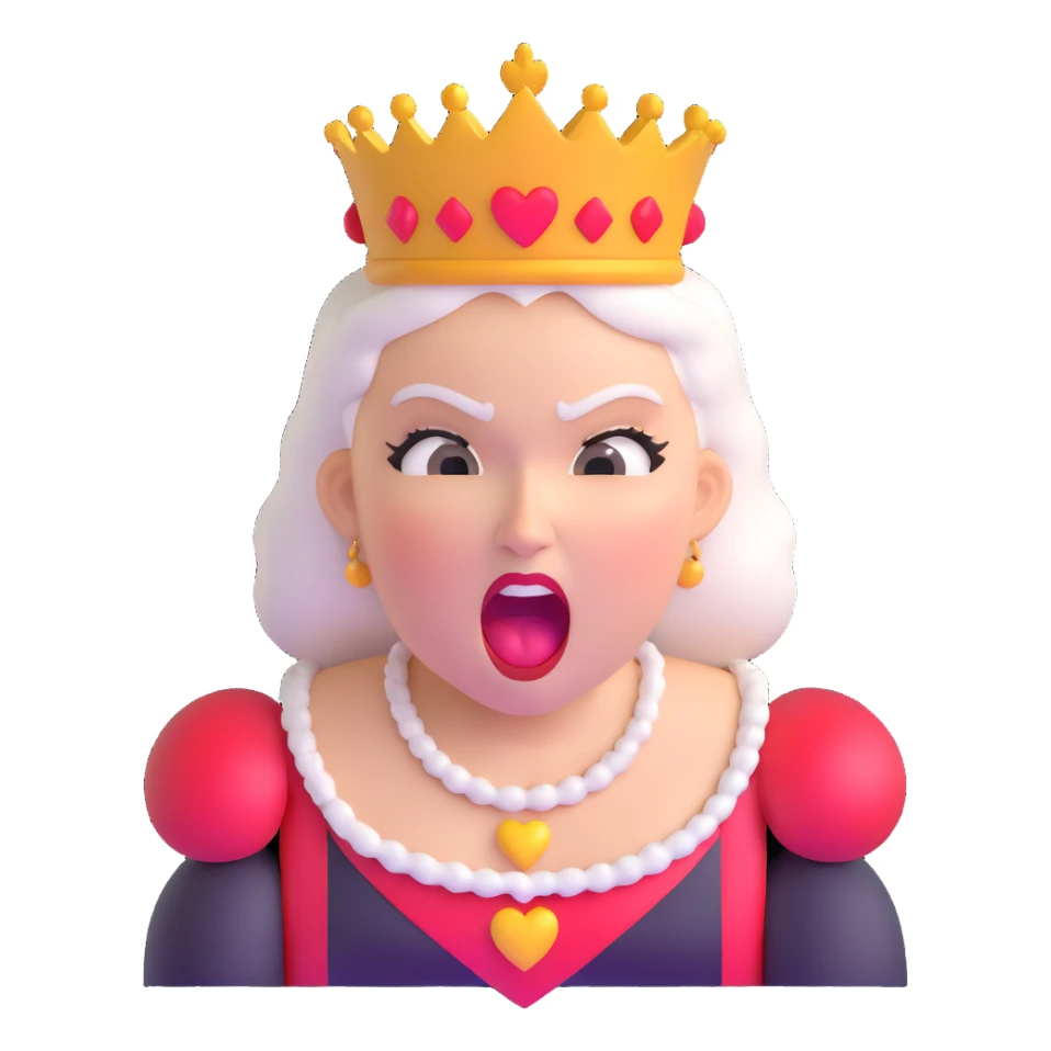 Queen of Hearts from Alice in Wonderland, angry expression, shouting sticker