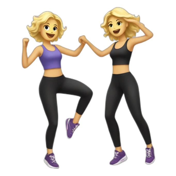 Two blond women dancing salsa in leggings and sneakers sticker