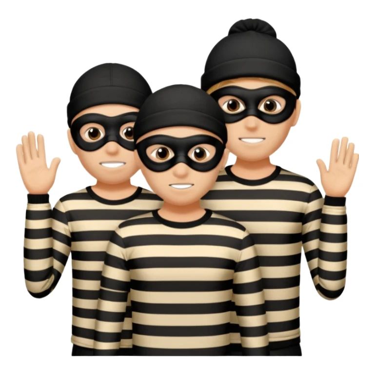 A 3 theif robbers emoji,Stripped shirt,eye mask, black head. sticker