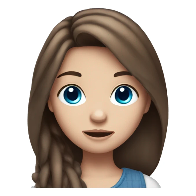 Girl with brown hair and blue eyes holding stitch sticker