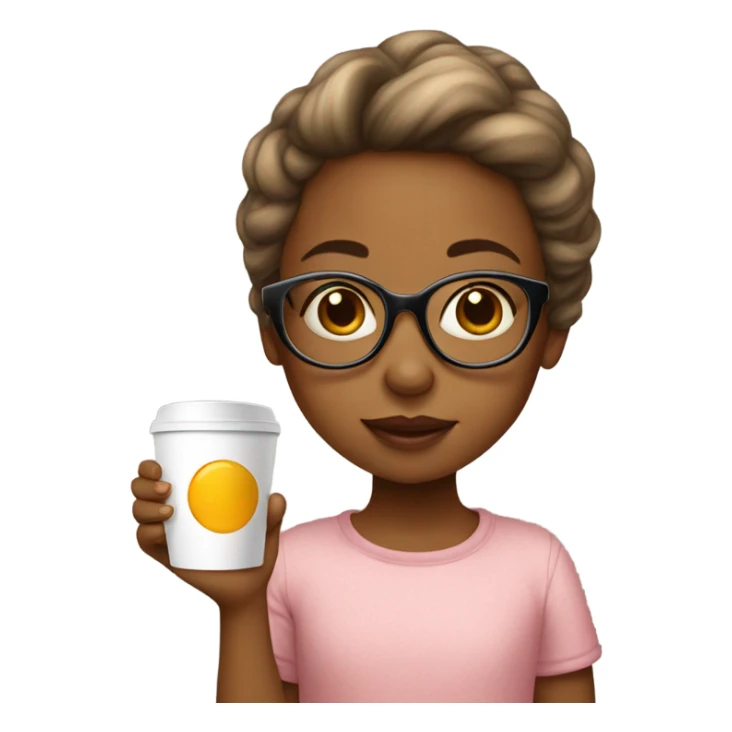 Small girl wearing big glasses holding tea sticker
