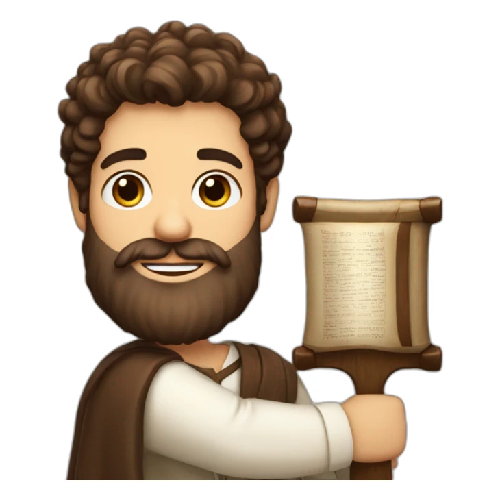 Jewish brown hair and brown beard man with torah sticker