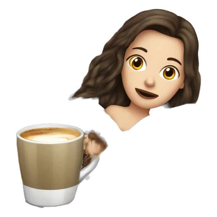 brunette white girl under plaided blanket with coffee cup sticker