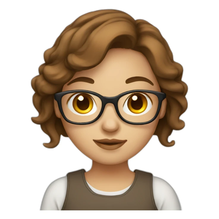 Beautiful programmer girl with brown hair working with MacBook sticker