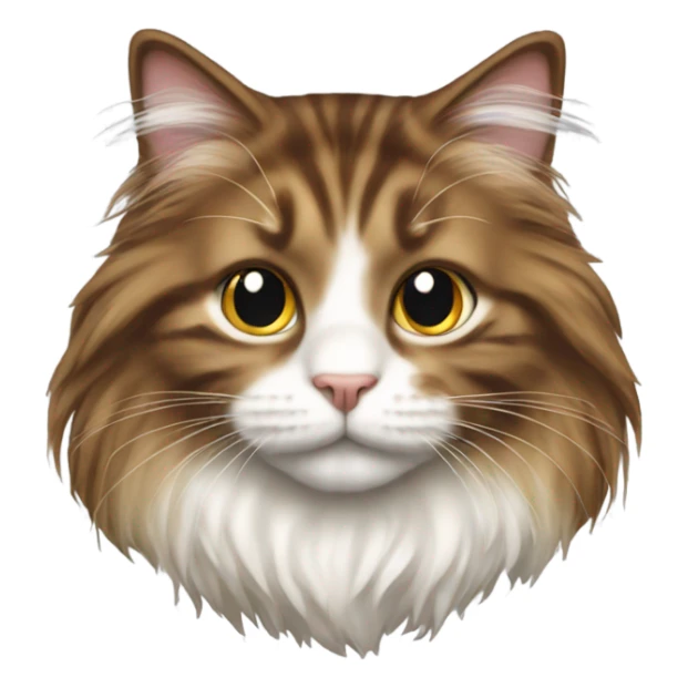 Realistic cat long hair brown white sticker