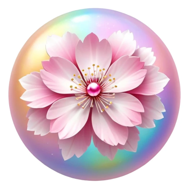 Cute Pastel pink and white Cherry Blossom Sakura Starburst iridescent Rainbow Planey sticker
