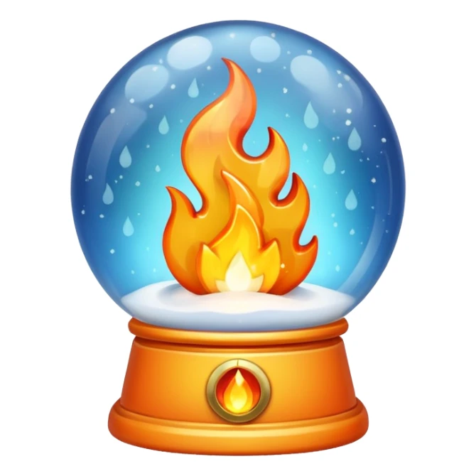 Can you make a snow globe emoji with a flame in it sticker