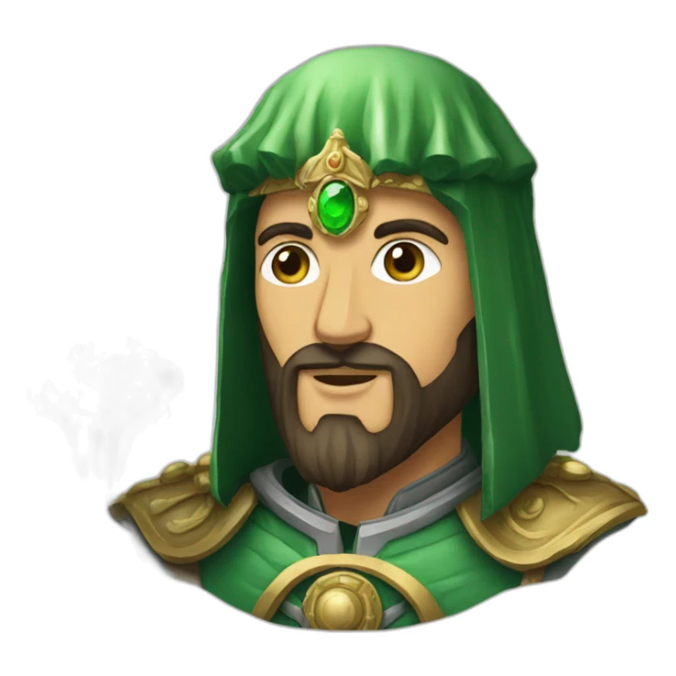 Saladin with green salad in his hands and big gemstone on hist head sticker