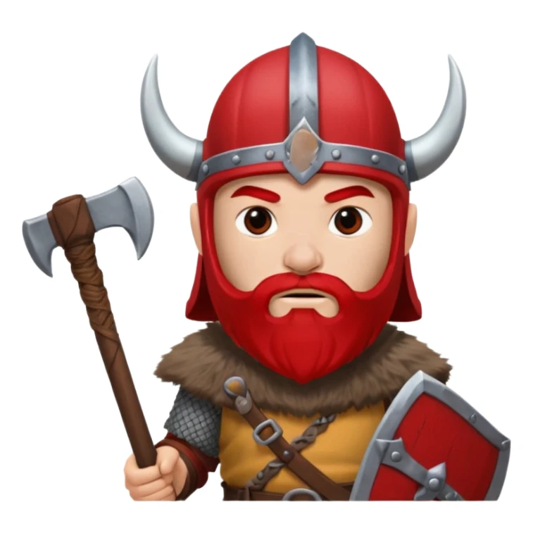 Viking avec une hache et un casque rouge et où on voit pas ses yeux  sticker