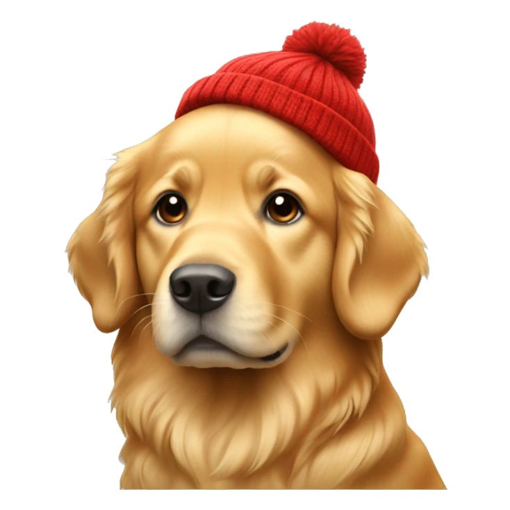 Golden retriever with red beanie sticker