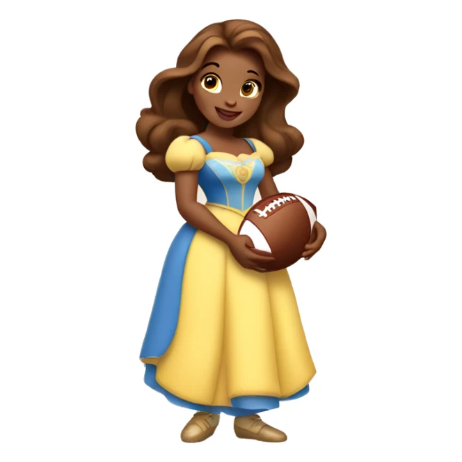 Disney princess Belle wearing holding a football sticker