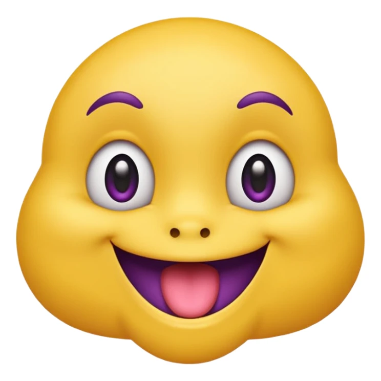 "A mischievous yellow emoji face with a sly, tilted smile, slanted eyebrows, and its tongue playfully sticking out to the side. The background is a deep purple. The expression looks naughty, teasing, and a little cheeky." sticker