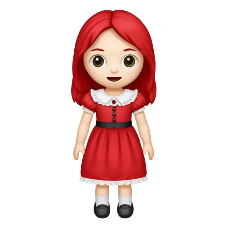 Toy ragdoll in red dress  sticker