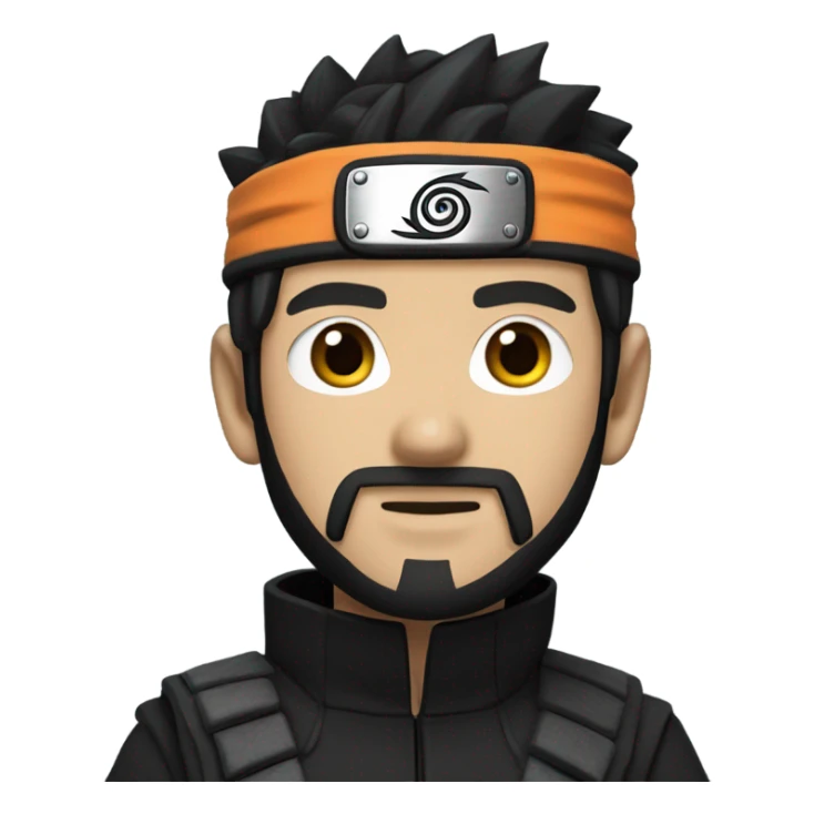 Naruto With Black hair and Black beard , Black Ninja jacket sticker