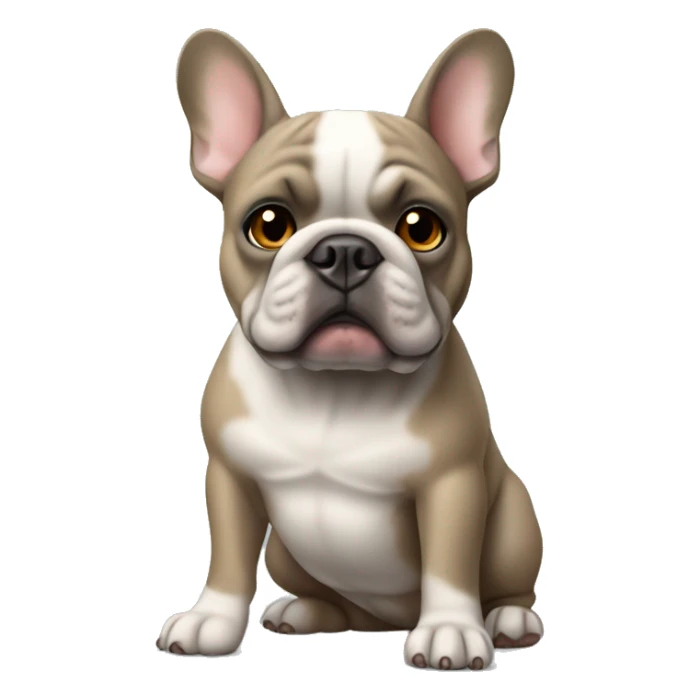 Gray and tan French bull bulldog missing front right arm  sticker