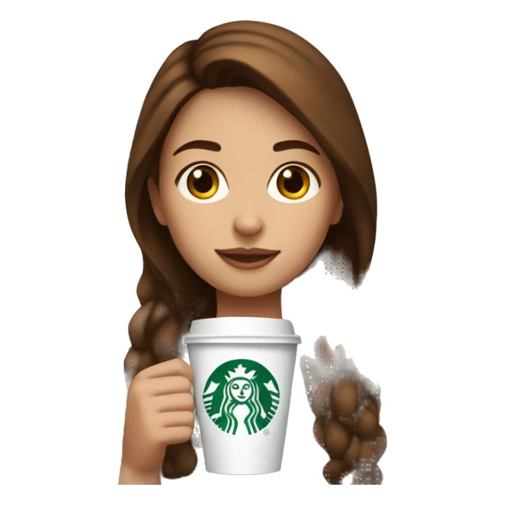 girl with brown hair drinking starbucks sticker