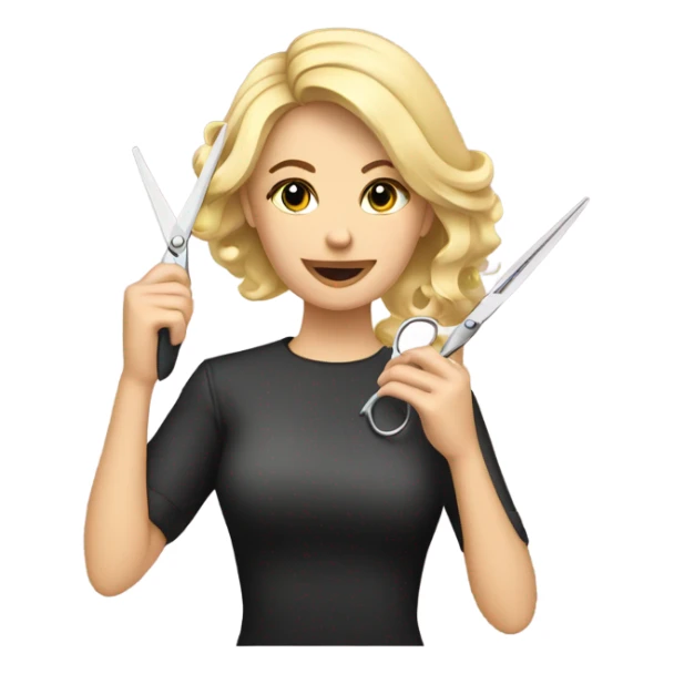 Blonde beautician cutting hair sticker