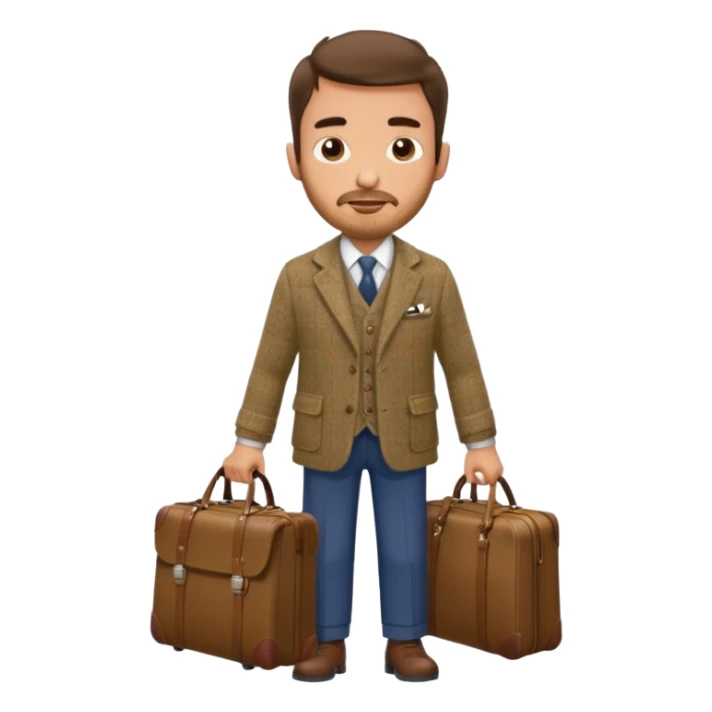 SCOTTISH MAN WITH STUBBLE TRAVELLING WITH SUITCASE AND BAGS sticker