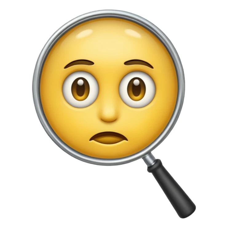 serious emoji with magnifying glass and black background sticker