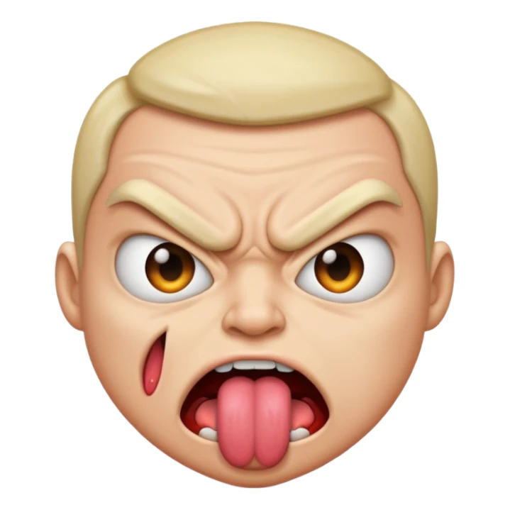angry face with tongue sticking out sticker