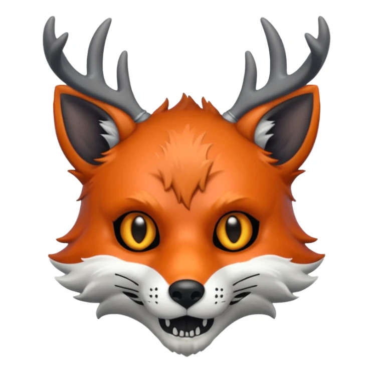 Fox with antlers and skull face sticker