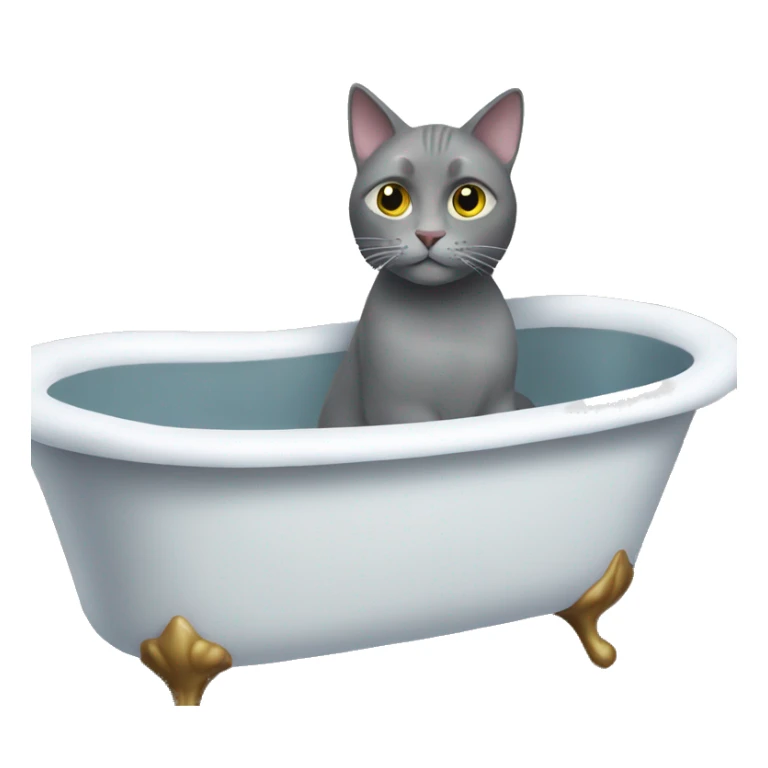 grey cat in a white bathtub sticker