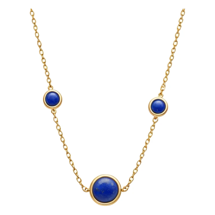 delicate floating gold chain with a raw lapis lazuli stone, glowing faintly sticker