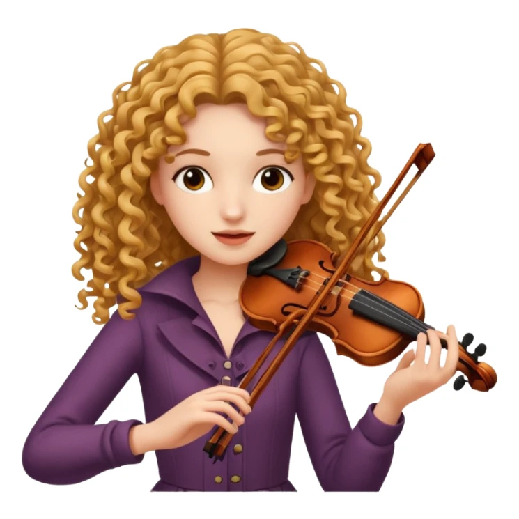 girl with curly very long hair playing violin sticker