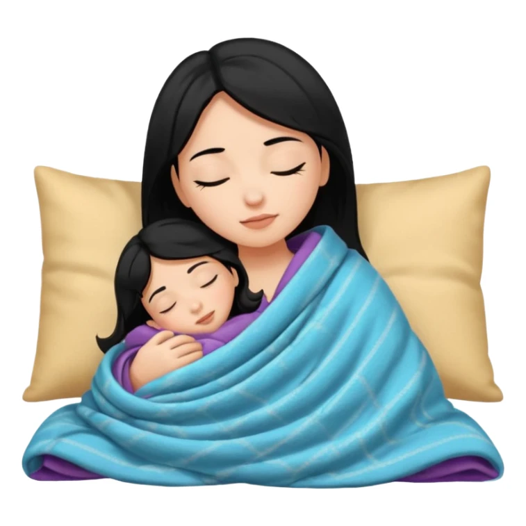 girl with black hair and light skin sleeping with blanket on sticker