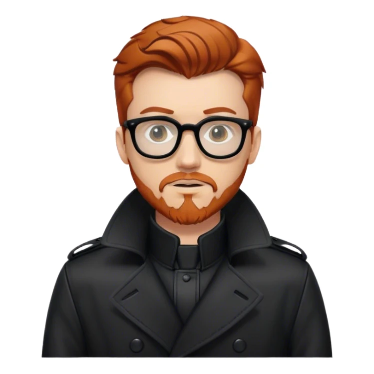 Redhead black glasses leather black trench coat and with a goatee redhead sticker