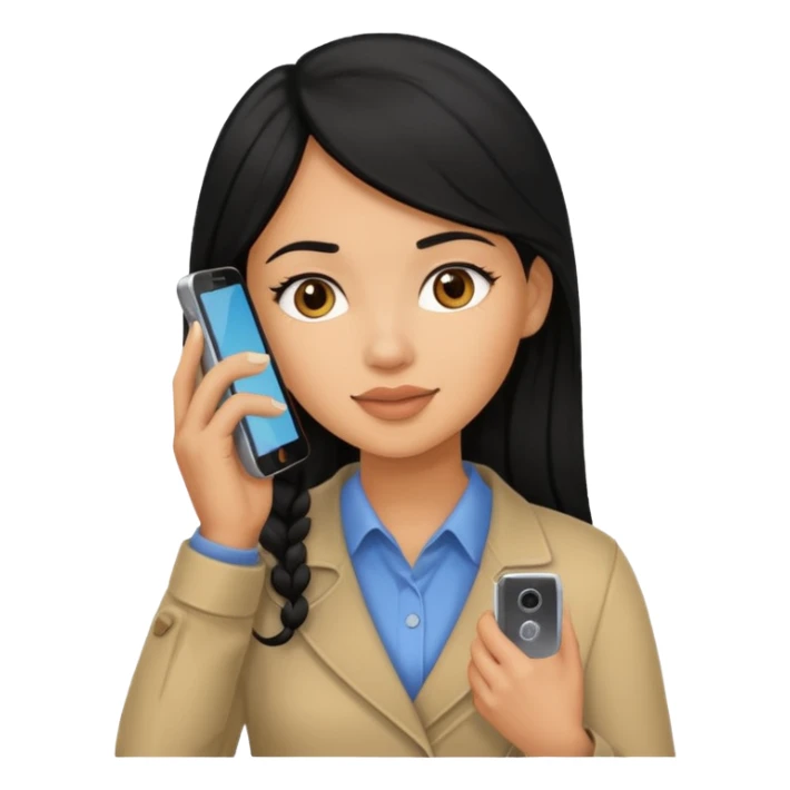 ligh skin black hair woman calling with her phone sticker