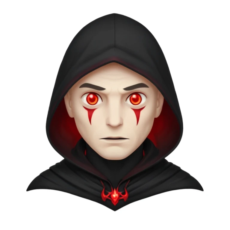 Evil, shadowie Male lord with Red glowing eyes and hood sticker