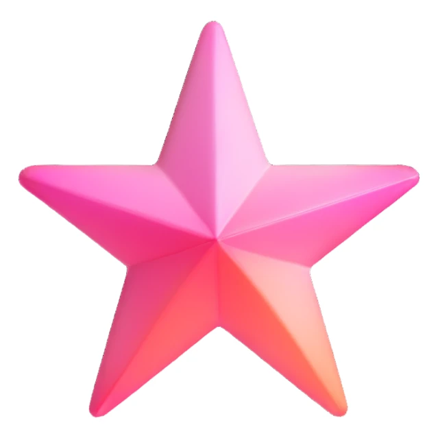 3D star icon, pink gradient, glossy finish, modern 3D style sticker