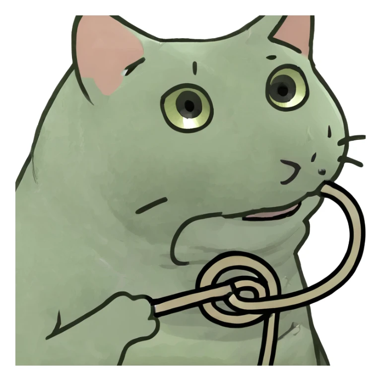 a cute cat holding rope in his hand sticker