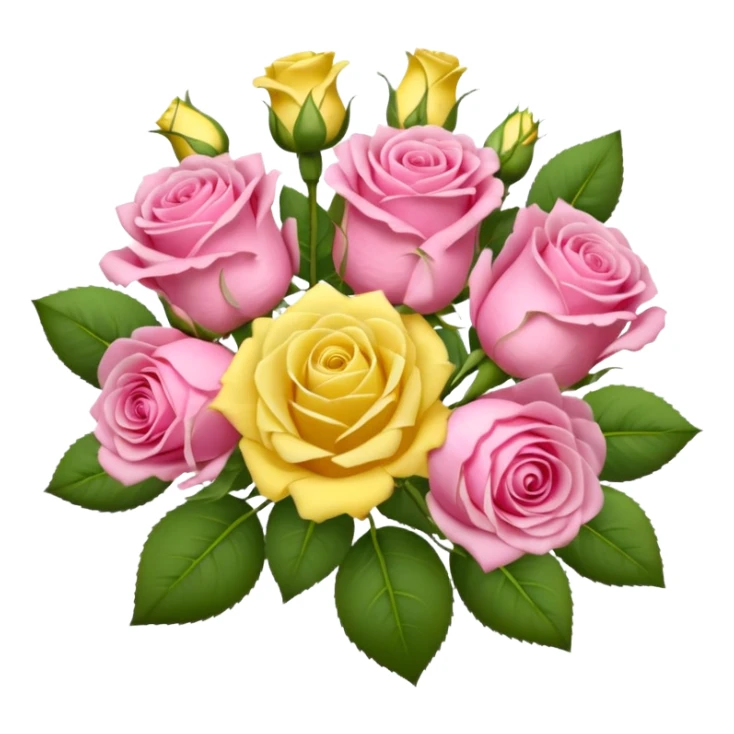 A mixed bouquet of pink roses and yellow lisianthus sticker