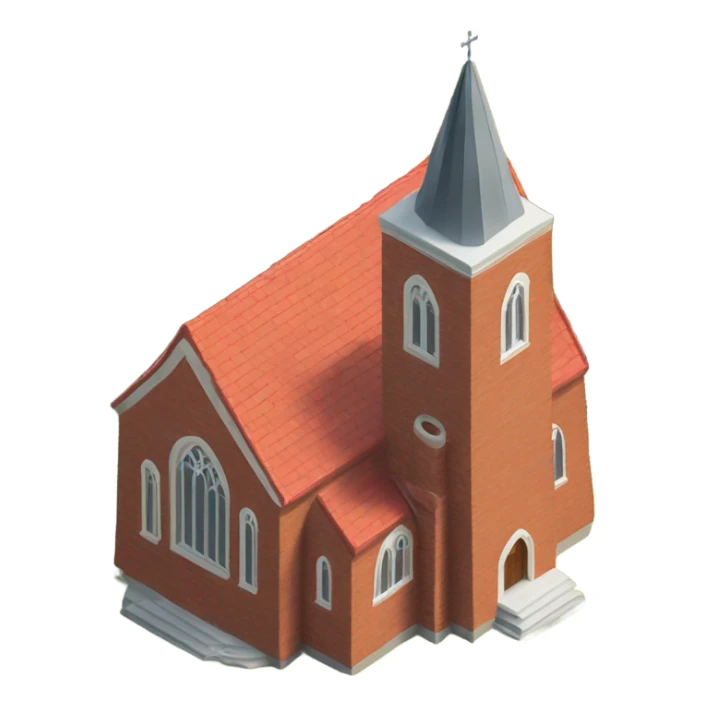 isometric red brick curved roof church sticker